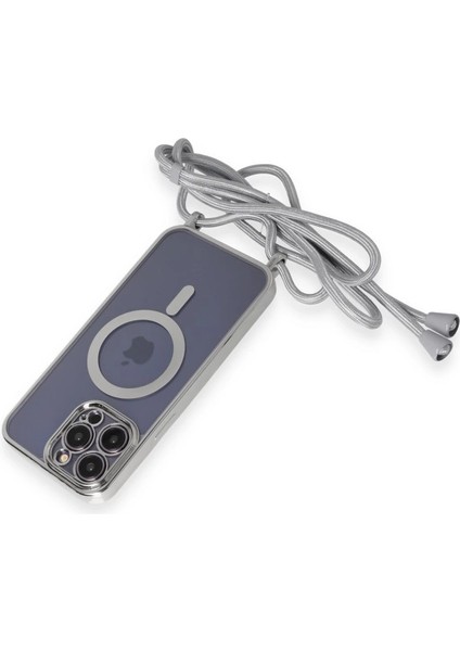 Iphone 14 Pro Kılıf Divo Lazer Askılı Magsafe Kapak - Gümüş fırsatları