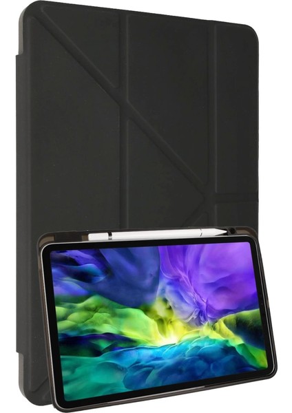 Samsung Galaxy P610 Tab S6 Lite 10.4 Kılıf Kalemlikli Mars Tablet Kılıfı - Koyu Gri