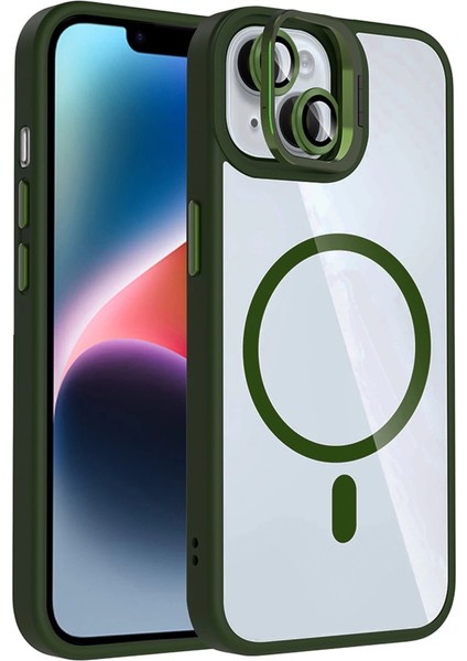 Joko Apple Iphone 15 Plus Remim Lensli Magsafe Standlı Kapak - Koyu Yeşil