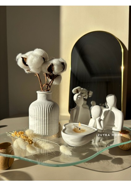 Dekoratif Vazo / 3 Lü Aile Seti / Kalpli Mum Dekoratif Obje Seti fiyatları