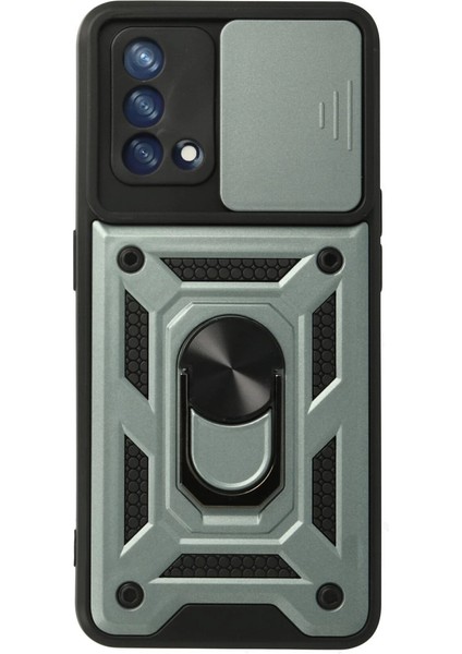 Oppo A74 4g Kılıf Pars Lens Yüzüklü Silikon - Yeşil