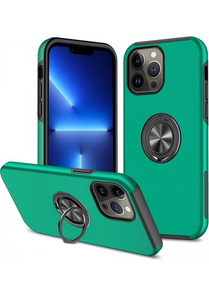 Iphone 13 Pro Kılıf Elit Yüzüklü Kapak - Yeşil