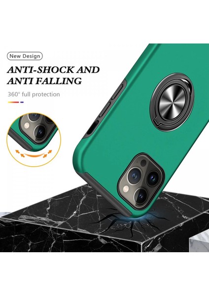 Iphone 13 Pro Kılıf Elit Yüzüklü Kapak - Yeşil