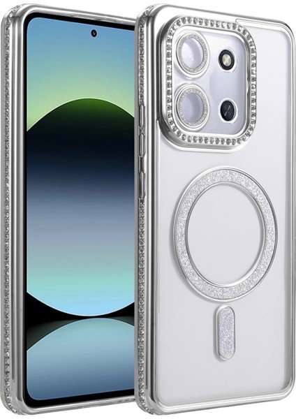 Xiaomi Redmi 15C 4g Joke Simli Magneticsafe Kılıf - Gümüş