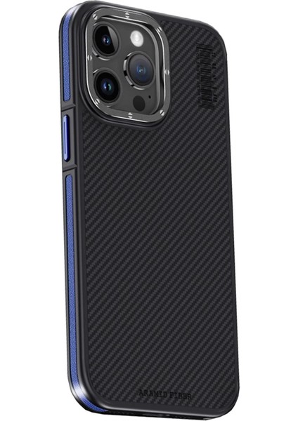 Joko Iphone 15 Pro Kılıf Aramid 600D Kevlar Karbon Fiber Magsafe Kapak - Lacivert
