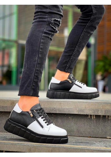 Yzlal KB-X155 Kuback Beyaz Cilt Siyah Cilt Detaylı Siyah Yüksek Taban Günlük Spor Ayakkabı (Numara: 43) fiyatları