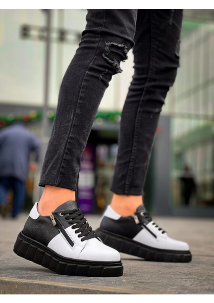 Yzlal KB-X155 Kuback Beyaz Cilt Siyah Cilt Detaylı Siyah Yüksek Taban Günlük Spor Ayakkabı (Numara: 43) modelleri