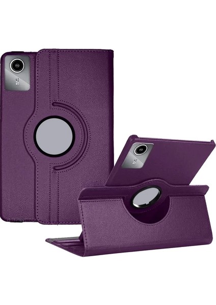 Lenovo Tab M11 TB330FU 360 Tablet Deri Kılıf - Mürdüm