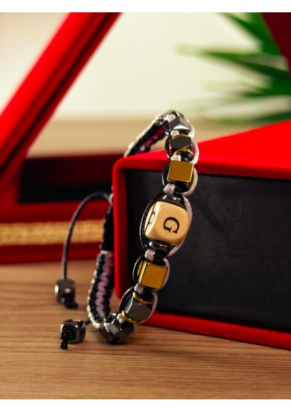 Makrome Örme Bileklik El Yapımı Kişiye Özel Harfli Bileklik Doğal Taş Hematit Bileklik fırsatları