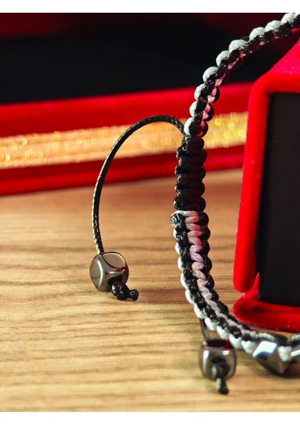 Makrome Örme Bileklik El Yapımı Kişiye Özel Harfli Bileklik Doğal Taş Hematit Bileklik indirimleri