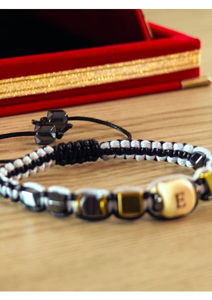 Makrome Örme Bileklik El Yapımı Kişiye Özel Harfli Bileklik Doğal Taş Hematit Bileklik modelleri