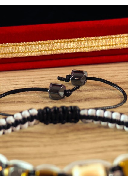 Makrome Örme Bileklik El Yapımı Kişiye Özel Harfli Bileklik Doğal Taş Hematit Bileklik