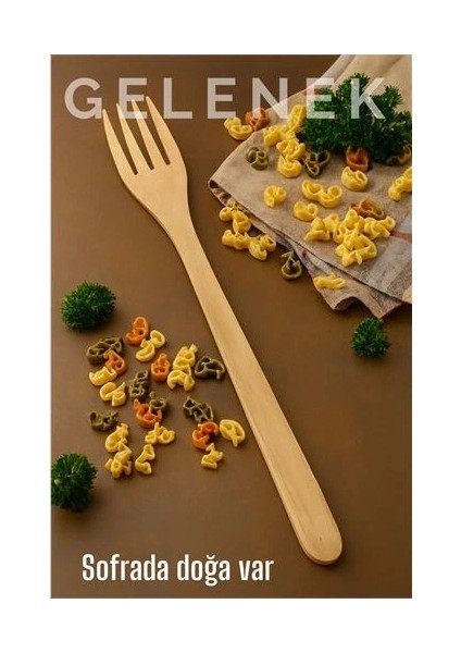 Doğal Gürgen Ağacı Servis Çatalı – 25 Cm, El Yapımı Ahşap Mutfak Gereci