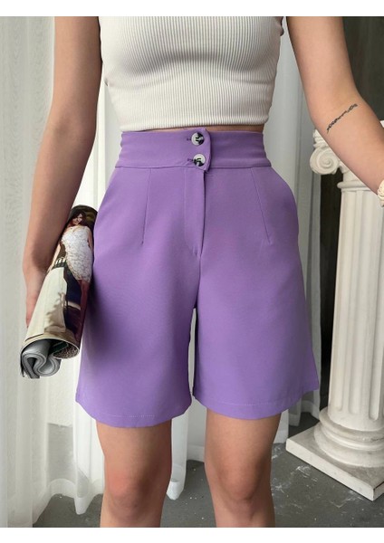 Sptrns Düğmeli Şort MDL24326 Lila (Beden: S) fırsatları