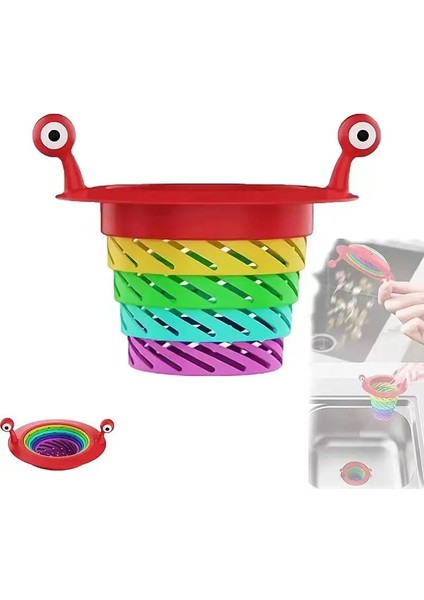 Renkli Lavabo Filtreesi Süzgeci + Çok Amaçlı Deterjan Hazneli Fırça - 2li Set F9G7E8 modelleri