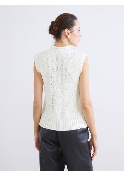 Yeni Sezon Dik Yaka Kendinden Desenli Kadın Triko Süveter fırsatları