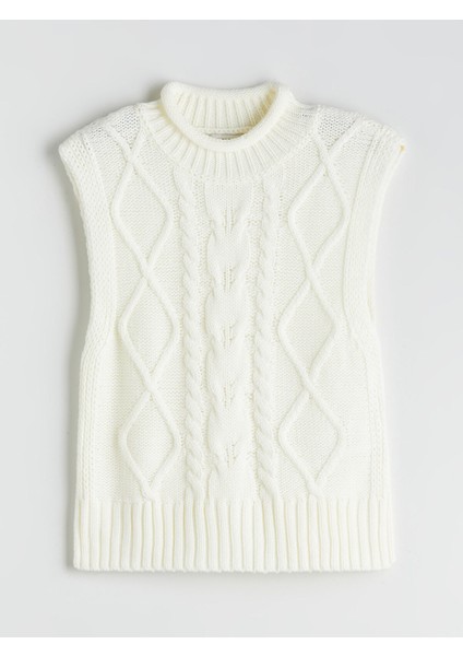 Yeni Sezon Dik Yaka Kendinden Desenli Kadın Triko Süveter indirimleri