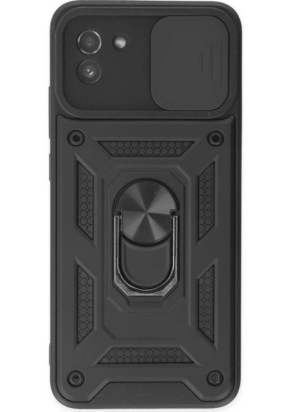 Samsung Galaxy A03 Kılıf Pars Lens Yüzüklü Silikon - Siyah