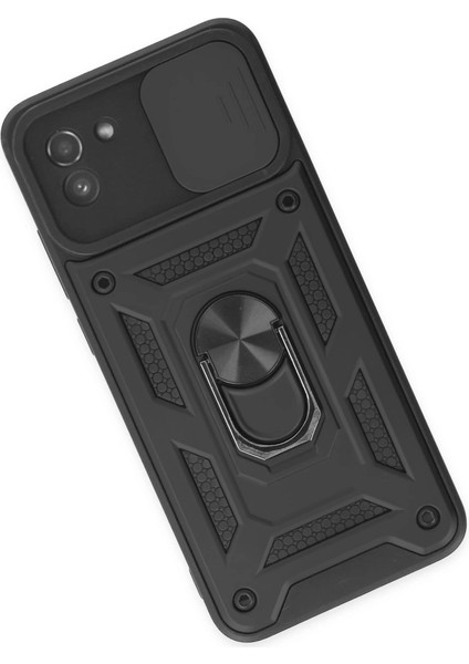 Samsung Galaxy A03 Kılıf Pars Lens Yüzüklü Silikon - Siyah modelleri