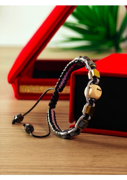 Makrome Örme Bileklik El Yapımı Kişiye Özel Harfli Bileklik Doğal Taş Hematit Bileklik