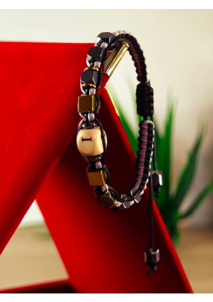 Makrome Örme Bileklik El Yapımı Kişiye Özel Harfli Bileklik Doğal Taş Hematit Bileklik fiyatları