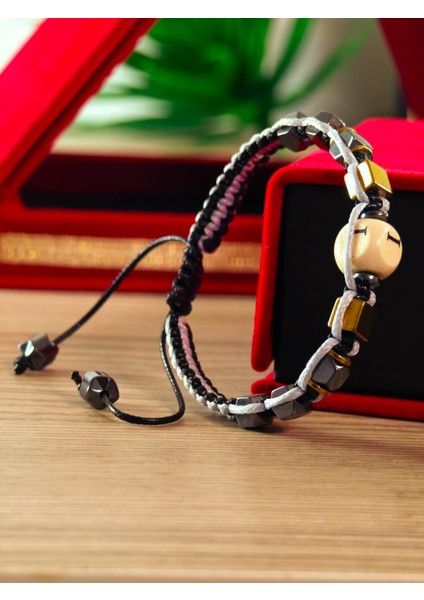 Makrome Örme Bileklik El Yapımı Kişiye Özel Harfli Bileklik Doğal Taş Hematit Bileklik fırsatları