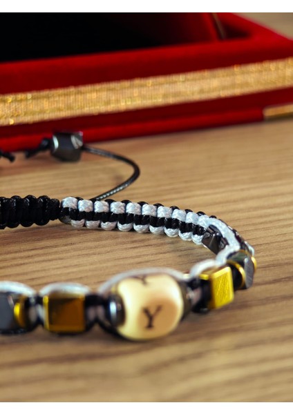 Makrome Örme Bileklik El Yapımı Kişiye Özel Harfli Bileklik Doğal Taş Hematit Bileklik fiyatları