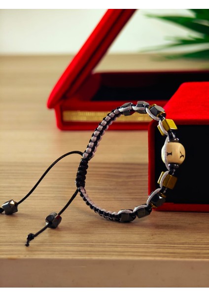 Makrome Örme Bileklik El Yapımı Kişiye Özel Harfli Bileklik Doğal Taş Hematit Bileklik modelleri