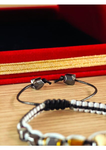 Makrome Örme Bileklik El Yapımı Kişiye Özel Harfli Bileklik Doğal Taş Hematit Bileklik indirimleri