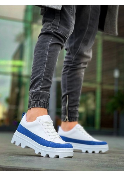 Yzlal KB-056 Kuback Beyaz Mavi Detaylı Beyaz Yüksek Taban Günlük Spor Ayakkabı (Numara: 44) modelleri