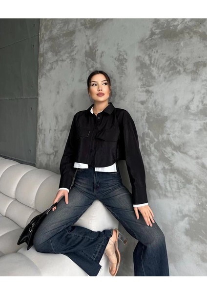 Sptrns Çift Renkli Kısa Gömlek Siyahbeyaz S4021 (Beden: 38) fiyatları