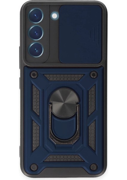 Samsung Galaxy S23 Kılıf Pars Lens Yüzüklü Silikon - Lacivert