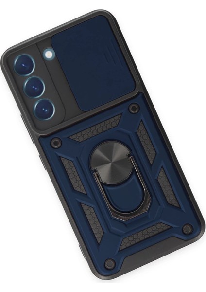 Samsung Galaxy S23 Kılıf Pars Lens Yüzüklü Silikon - Lacivert modelleri