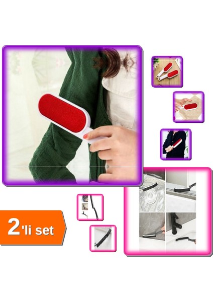 Çift Taraflı Toz Alma Fırçası + Detay Temizleme Ince Kıl Fırçası - 2li Set P3G7H1