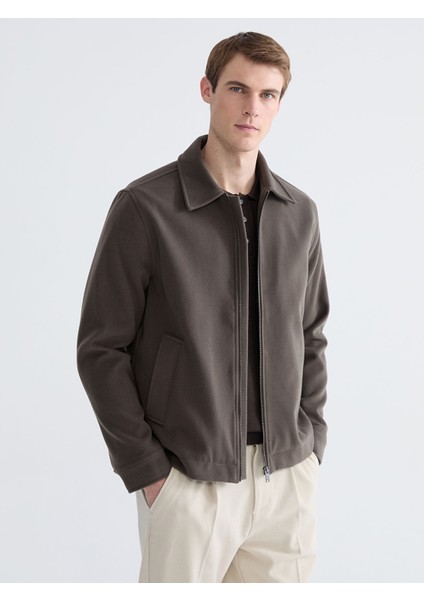 Yeni Sezon Standart Kalıp Gömlek Yaka Erkek Kaşe Mont