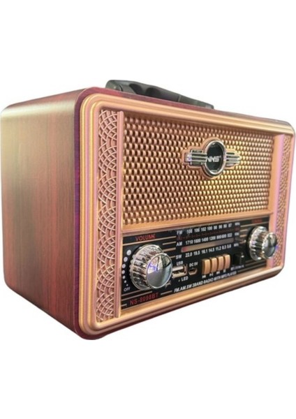 Retro, Nostaljik, Ahşap Tasarım Bluetooth Hoparlörlü, Şarjlı, Taşınabilir Otantik Tasarımlı Fm/am Destekli Radyo NS8098 modelleri