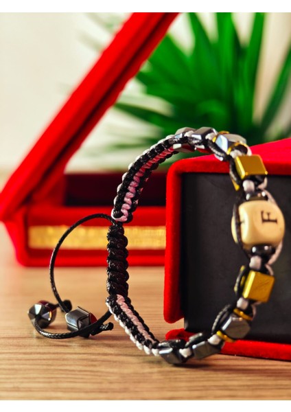 Makrome Örme Bileklik El Yapımı Kişiye Özel Harfli Bileklik Doğal Taş Hematit Bileklik fiyatları