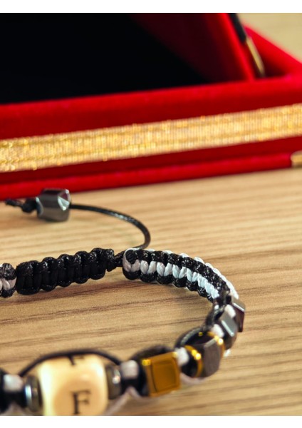 Makrome Örme Bileklik El Yapımı Kişiye Özel Harfli Bileklik Doğal Taş Hematit Bileklik modelleri