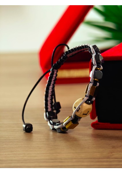 Makrome Örme Bileklik El Yapımı Kişiye Özel Harfli Bileklik Doğal Taş Hematit Bileklik fırsatları