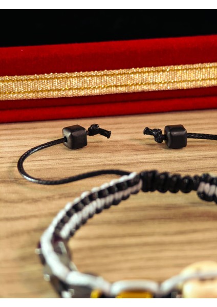 Makrome Örme Bileklik El Yapımı Kişiye Özel Harfli Bileklik Doğal Taş Hematit Bileklik