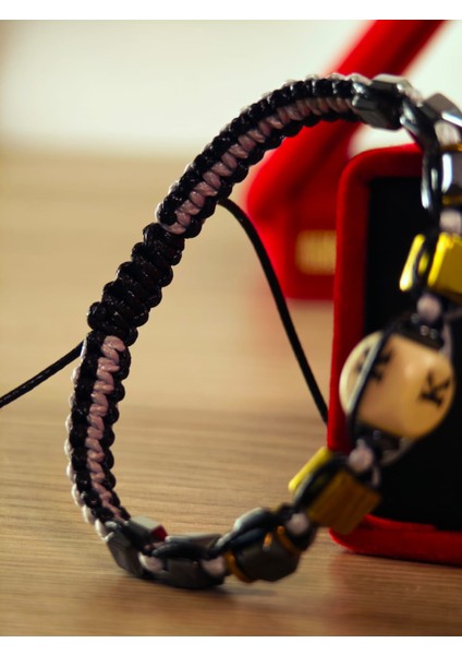 Makrome Örme Bileklik El Yapımı Kişiye Özel Harfli Bileklik Doğal Taş Hematit Bileklik