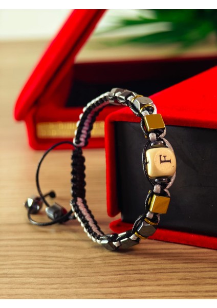 Makrome Örme Bileklik El Yapımı Kişiye Özel Harfli Bileklik Doğal Taş Hematit Bileklik fırsatları