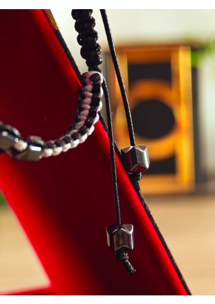 Makrome Örme Bileklik El Yapımı Kişiye Özel Harfli Bileklik Doğal Taş Hematit Bileklik indirimleri