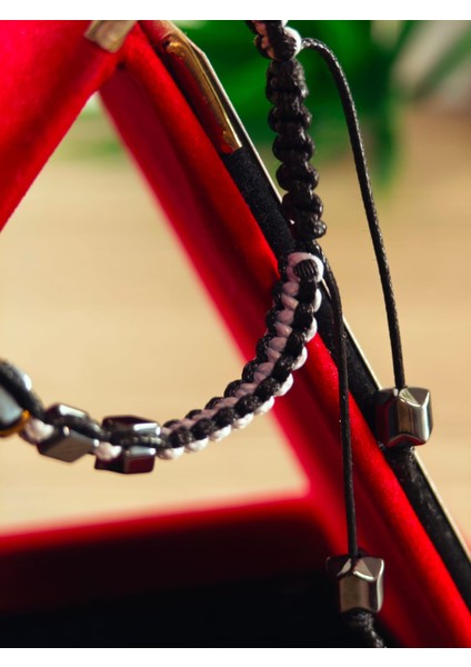 Makrome Örme Bileklik El Yapımı Kişiye Özel Harfli Bileklik Doğal Taş Hematit Bileklik