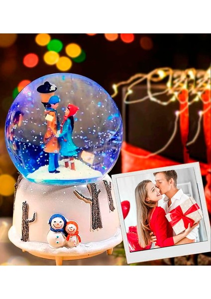 Isme Özel Sokak Lambası Romantik Aşıklar Orta Boy Işıklı Kar Küresi modelleri