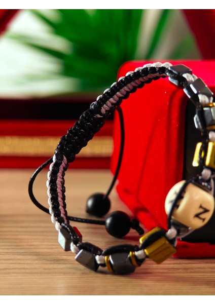 Makrome Örme Bileklik El Yapımı Kişiye Özel Harfli Bileklik Doğal Taş Hematit Bileklik modelleri