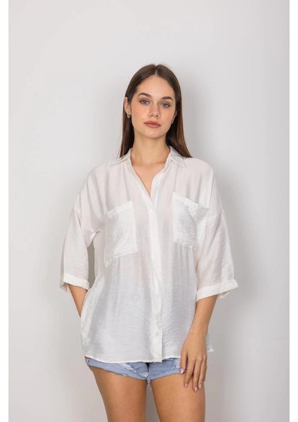 Sptrns Cepli Salaş Gömlek T1010 Beyaz (Beden: Xl)