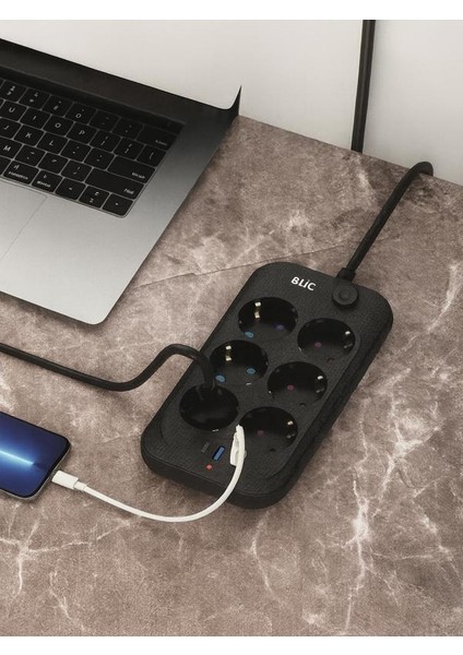 Akım Korumalı 6’lı Priz 2 Usb-A + 1 Usb-C Çıkışlı Isıya Dayanıklı Çoklu Akıllı Priz fırsatları