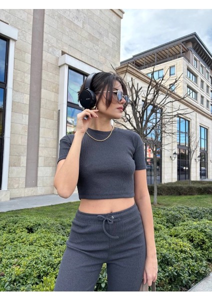 Sptrns Bol Paça Pantolonlu Alt Üst Takım Antrasit (Beden: S) modelleri