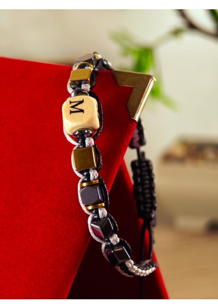 Makrome Örme Bileklik El Yapımı Kişiye Özel Harfli Bileklik Doğal Taş Hematit Bileklik modelleri